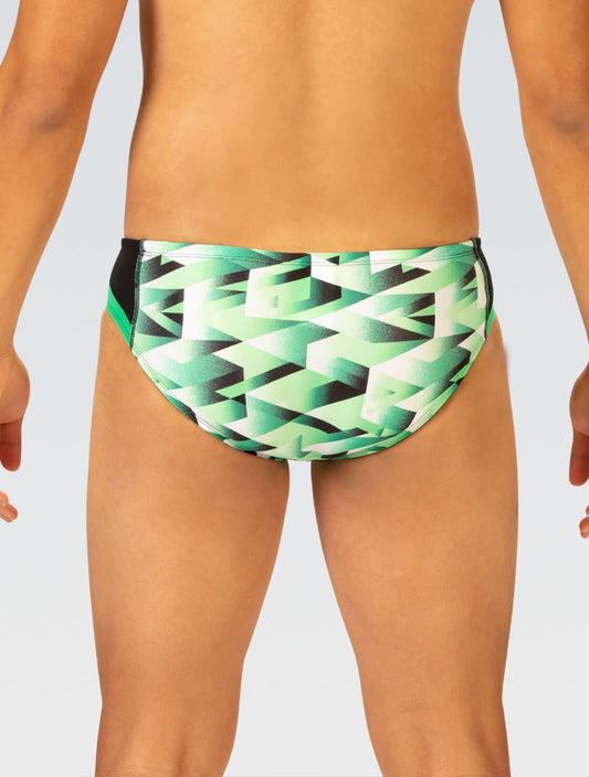 Reliance Men's Molten Green Printed Racer Swimsuit